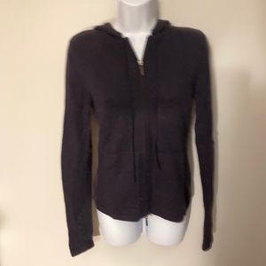 Women's Purple 100% Cashmere Zipper Front Long Sleeve Hoodie
